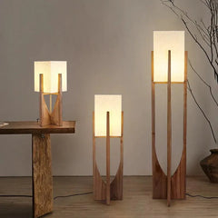 Elegant Solid Wood LED Floor Lamp.