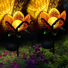 Elegant Waterproof Solar Garden Light, Hollow Flower Design, Eco-Friendly Outdoor Illumination