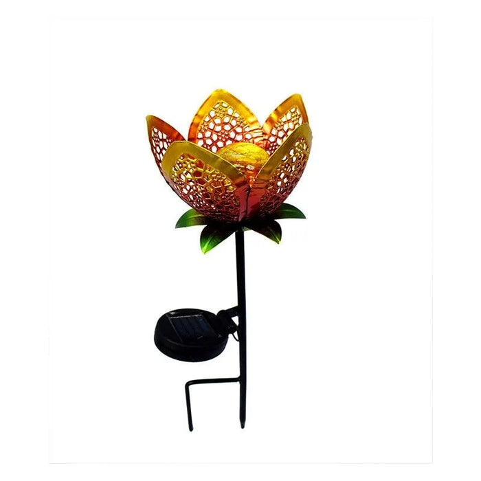 Elegant Waterproof Solar Garden Light, Hollow Flower Design, Eco-Friendly Outdoor Illumination - gold flower 1pc