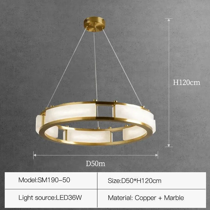 Bespoke Marble Square Chandelier. - 50 H120cm