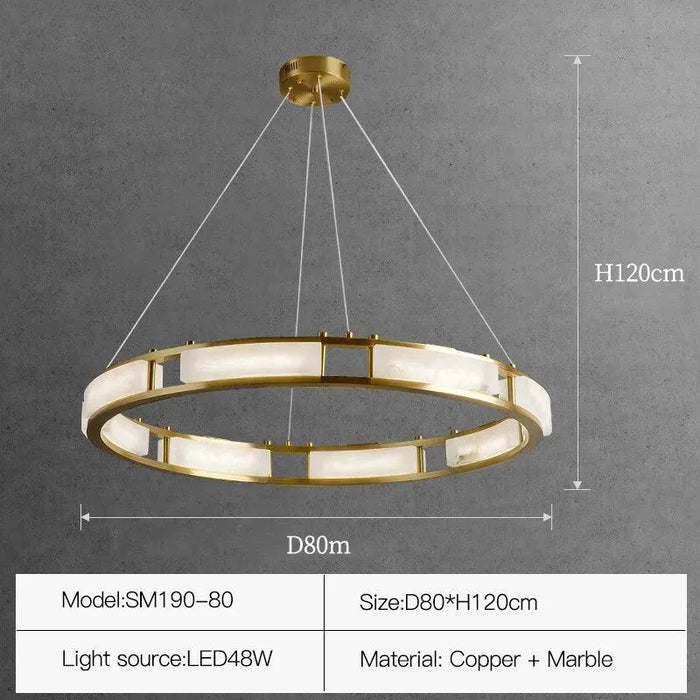 Bespoke Marble Square Chandelier. - D80 H120cm