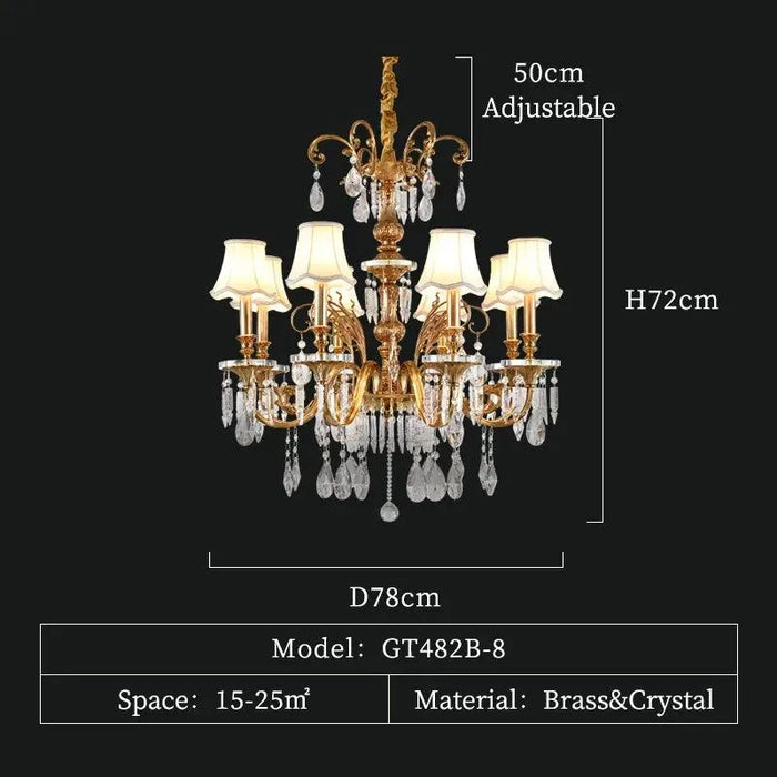 French Style Crystal Chandelier. - B 8lights D78 H72cm