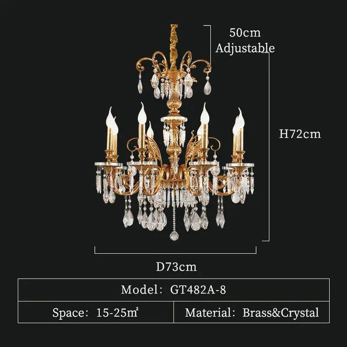 French Style Crystal Chandelier. - A 8lights D73 H72cm