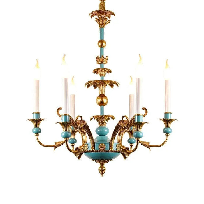 Vintage French Brass Chandelier. - 8lights D75 H68cm