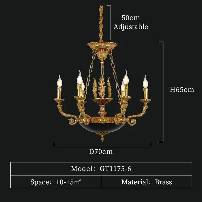 American Style Copper Pendant . - 6 lights D70 H65cm
