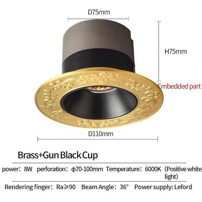 Europe Royal Brass Led Spotlights. - B 8W / 3000K Warm Light
