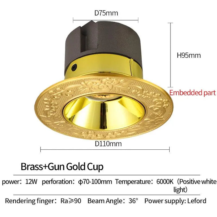 Europe Royal Brass Led Spotlights. - C 12W / 3000K Warm Light