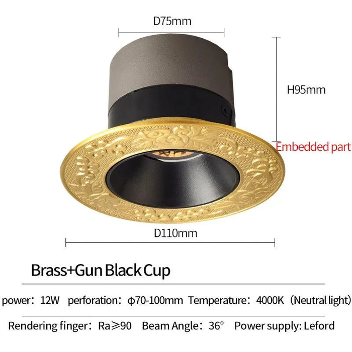 Europe Royal Brass Led Spotlights. - B 12W / 3000K Warm Light