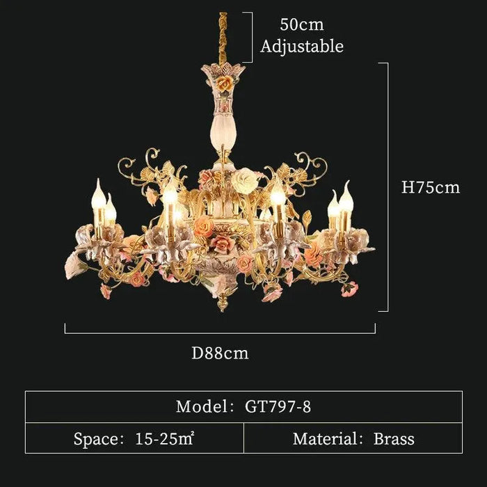 Ceramic Flower Pendant Lamp - 8lights D88 H75cm
