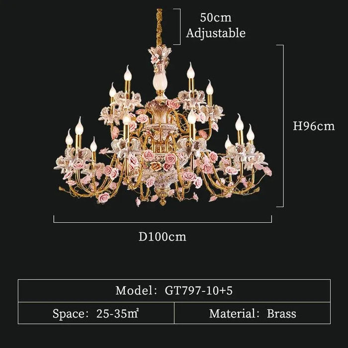 Ceramic Flower Pendant Lamp - 15lights D100 H96cm