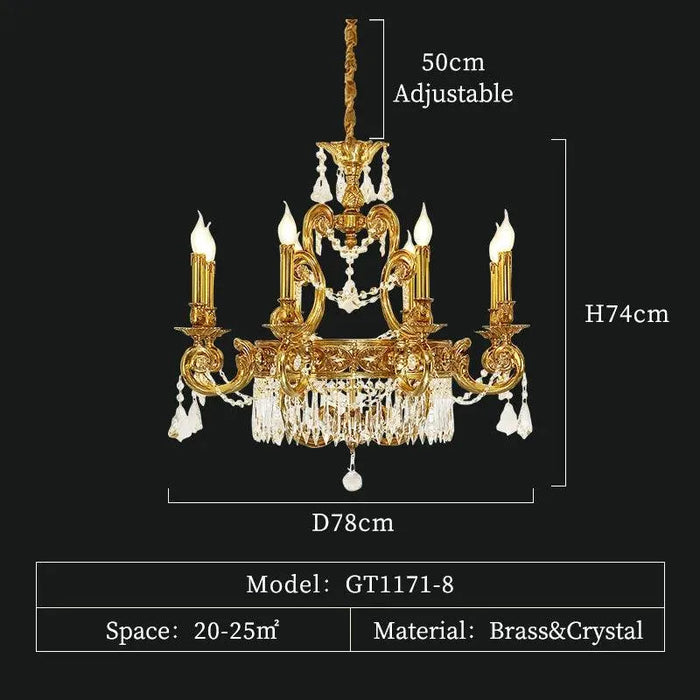 Baroque Copper Crystal Chandelier. - 8 lights D78 H74cm