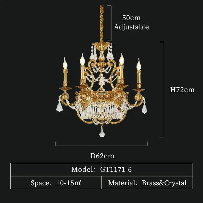 Baroque Copper Crystal Chandelier. - 6 lights D62 H72cm