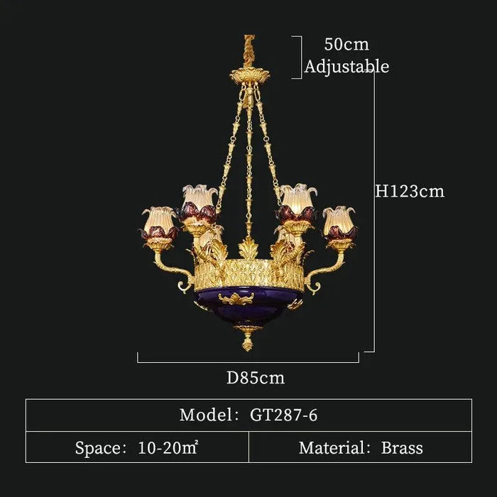 Classical Art Porcelain Chandelier. - 6lights D85 H123cm
