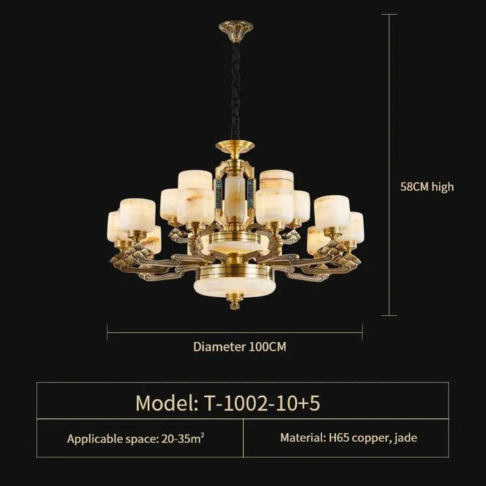 Chinese Style Copper Chandelier. - 15 Heads D100CM / Three colours
