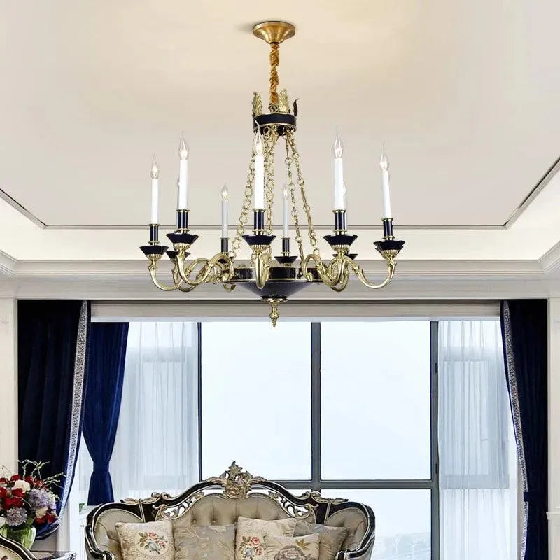 Exquisite French Ceiling Chandelier: Handmade Candle Design, Solid Brass, Luxurious Decor - BH Home Store