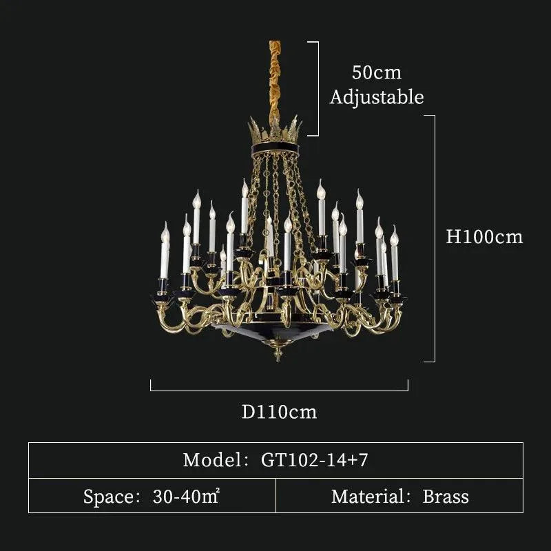Exquisite French Ceiling Chandelier: Handmade Candle Design, Solid Brass, Luxurious Decor - BH Home Store