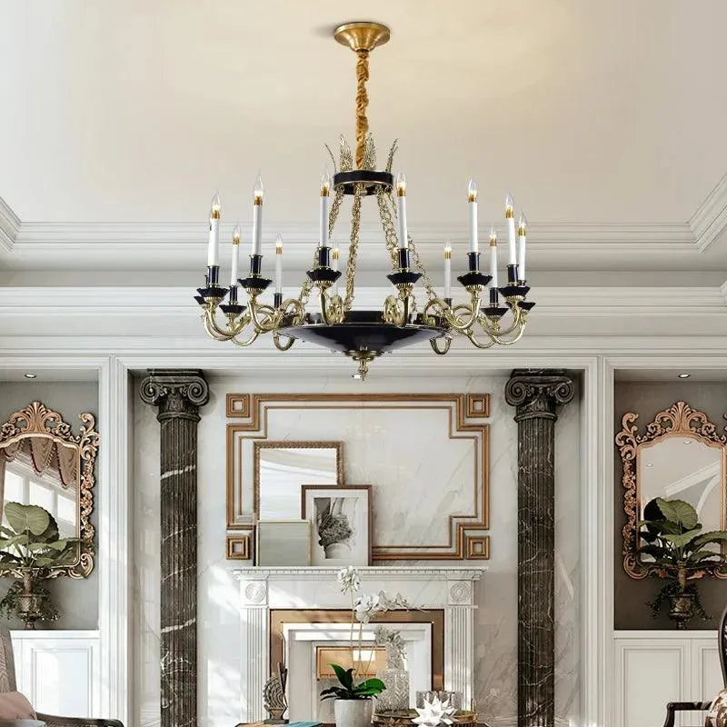 Exquisite French Ceiling Chandelier: Handmade Candle Design, Solid Brass, Luxurious Decor - BH Home Store