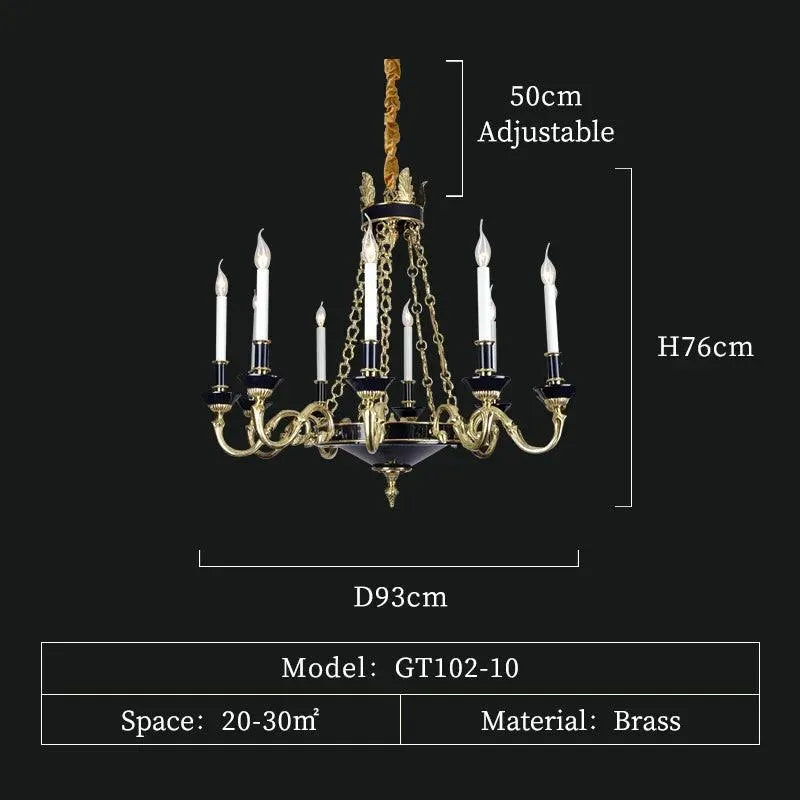 Exquisite French Ceiling Chandelier: Handmade Candle Design, Solid Brass, Luxurious Decor - BH Home Store