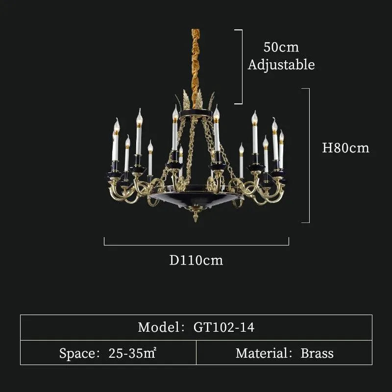 Exquisite French Ceiling Chandelier: Handmade Candle Design, Solid Brass, Luxurious Decor - BH Home Store