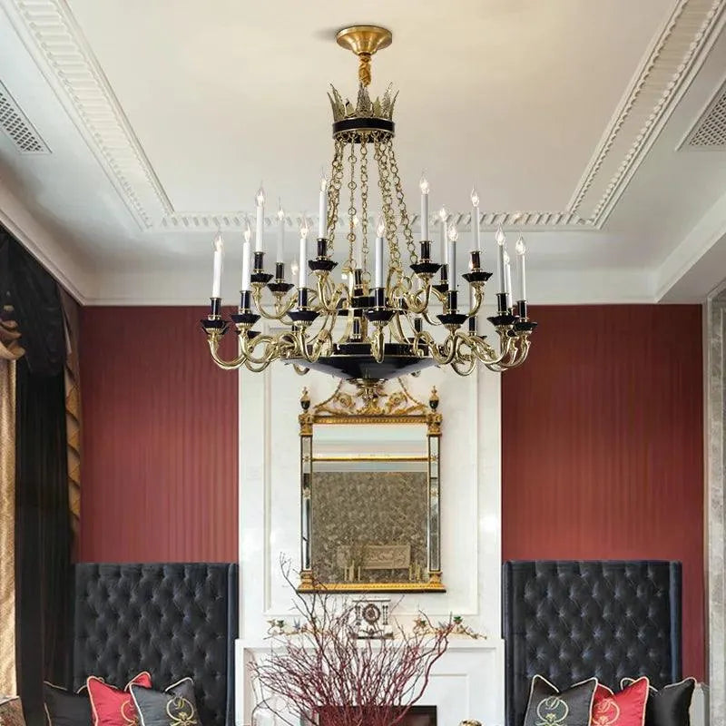 Exquisite French Ceiling Chandelier: Handmade Candle Design, Solid Brass, Luxurious Decor - BH Home Store