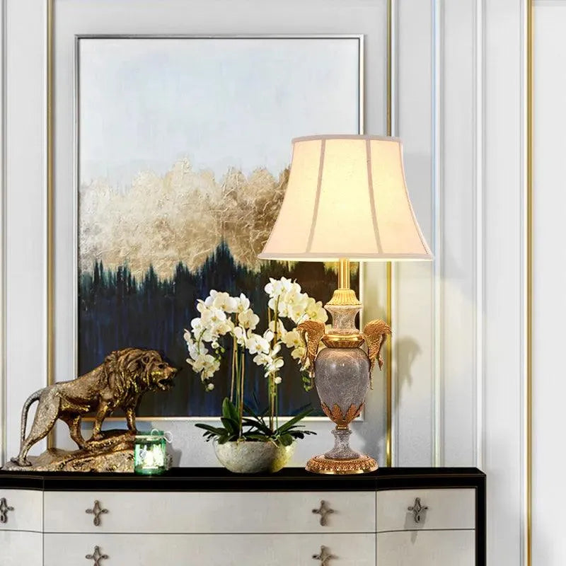 Exquisite Full Copper Marble Desk Lamp, French High-Grade Lighting for Bedroom, Living Room, and Study Decor - BH Home Store