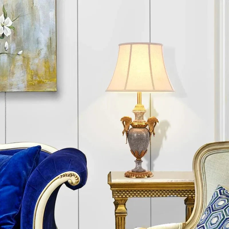 Exquisite Full Copper Marble Desk Lamp.