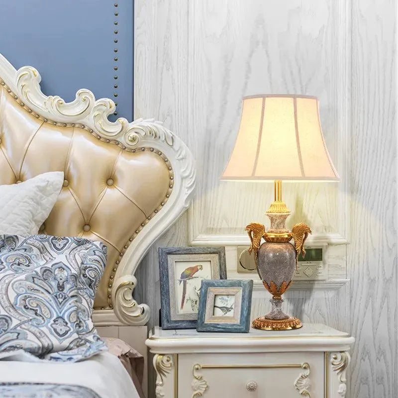 Exquisite Full Copper Marble Desk Lamp, French High-Grade Lighting for Bedroom, Living Room, and Study Decor - BH Home Store