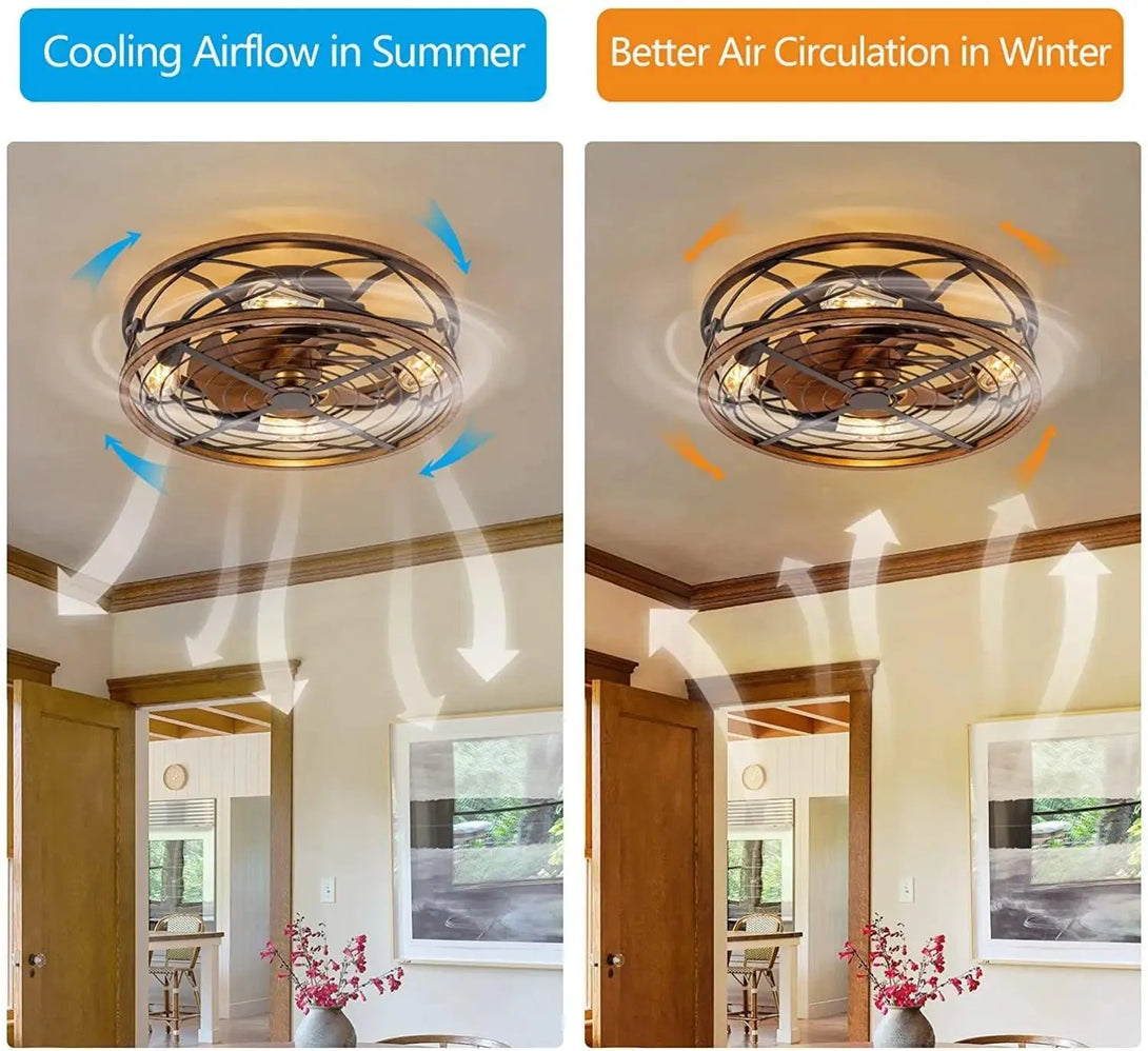 Flush Mount Ceiling Fan with Light. - BH Home Store