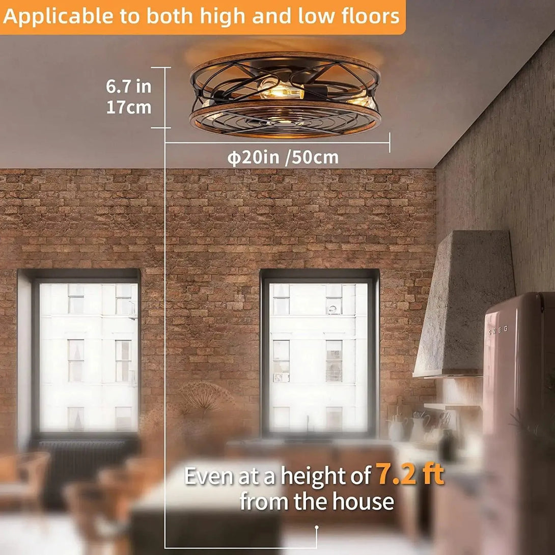 Flush Mount Ceiling Fan with Light. - BH Home Store