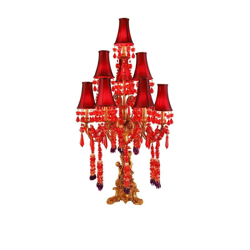 French All-Copper Large Table Lamp: Vintage Red Decoration for Luxurious Indoor Spaces. - BH Home Store