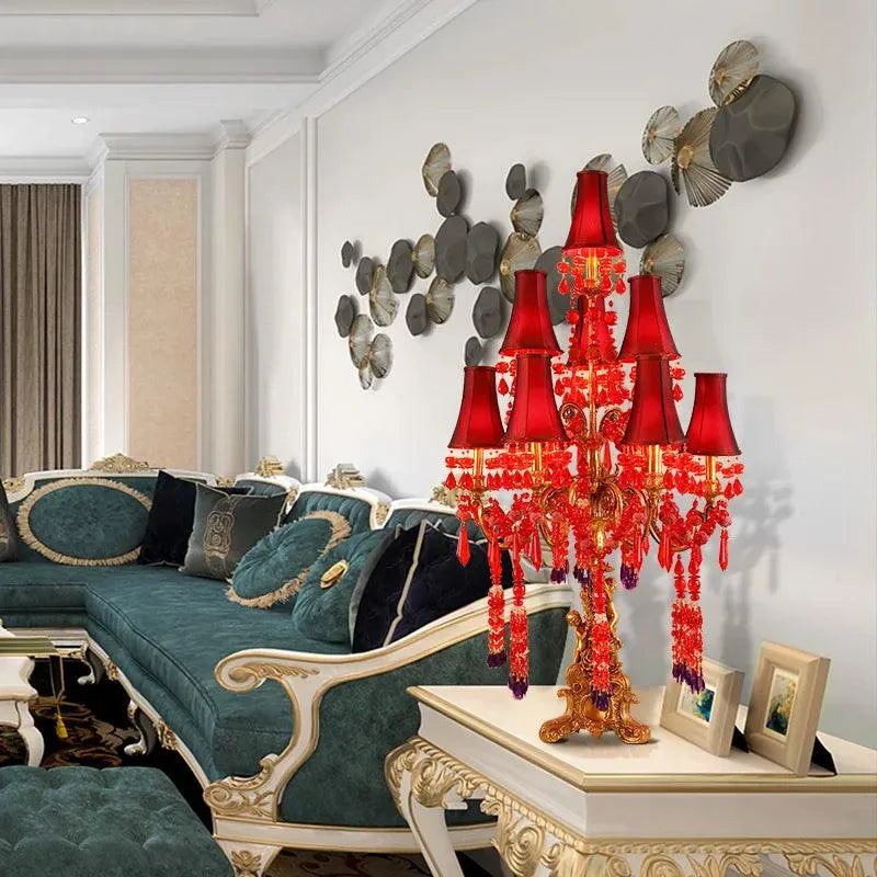French All-Copper Large Table Lamp: Vintage Red Decoration for Luxurious Indoor Spaces. - BH Home Store