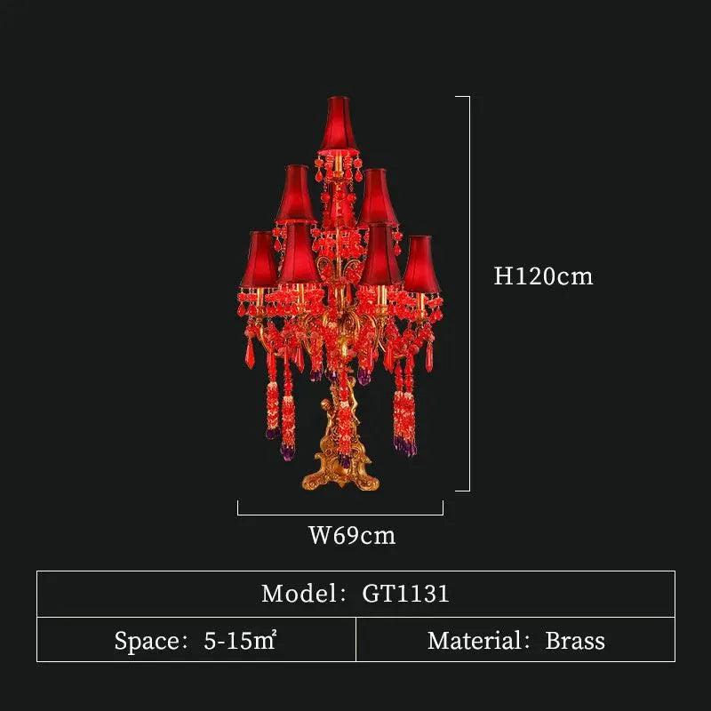 French All-Copper Large Table Lamp: Vintage Red Decoration for Luxurious Indoor Spaces. - BH Home Store