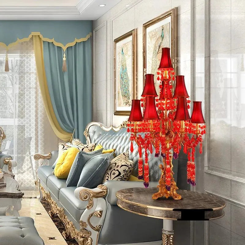 French All-Copper Large Table Lamp: Vintage Red Decoration for Luxurious Indoor Spaces. - BH Home Store