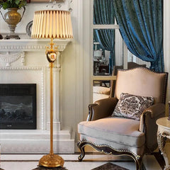 French Full Copper Ceramic Floor Lamp.