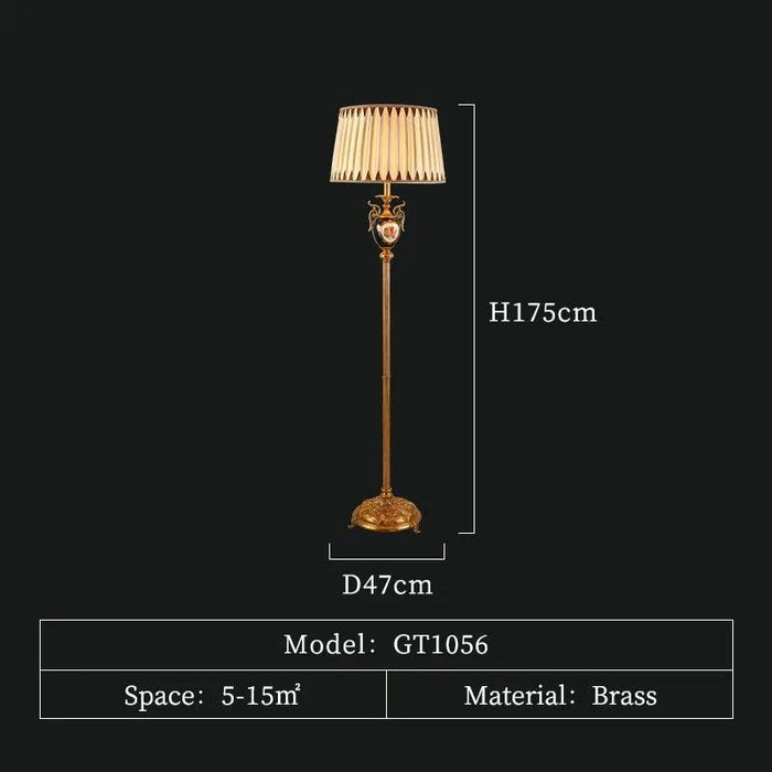 French Full Copper Ceramic Floor Lamp. - D47 H175cm