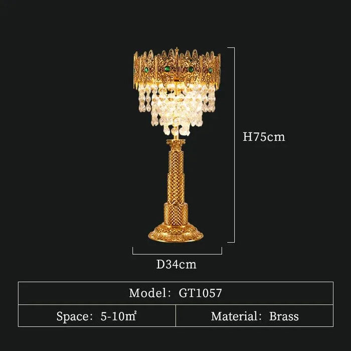 French Vintage Copper Crystal Floor Lamp. - D34 H75cm