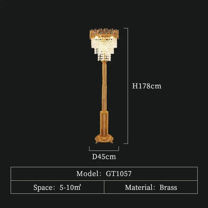 French Vintage Copper Crystal Floor Lamp. - D45 H178cm