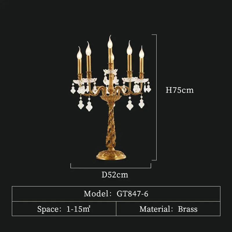 Grand Classical All Copper Crystal Lamp, European Elegance for Bedroom, Study, and Hotel Decorative Lighting. - BH Home Store