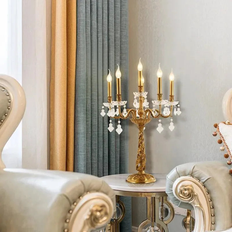 Grand Classical All Copper Crystal Lamp, European Elegance for Bedroom, Study, and Hotel Decorative Lighting. - BH Home Store