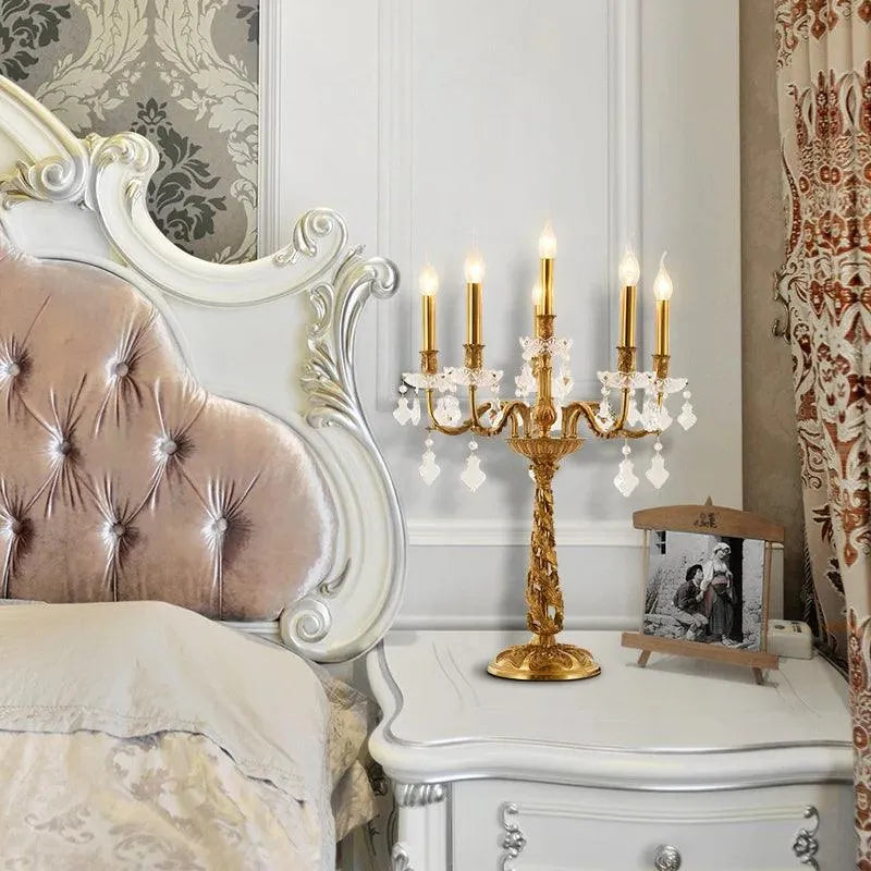 Grand Classical All Copper Crystal Lamp, European Elegance for Bedroom, Study, and Hotel Decorative Lighting. - BH Home Store