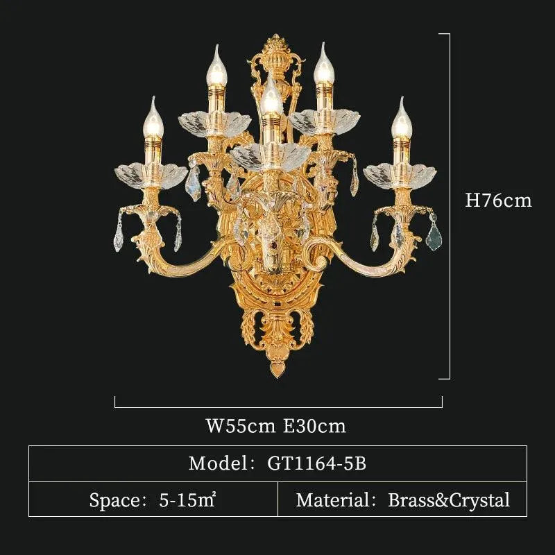 Grand European Ambiance: Light Luxury Crystal Copper Pendant for French Villas - BH Home Store