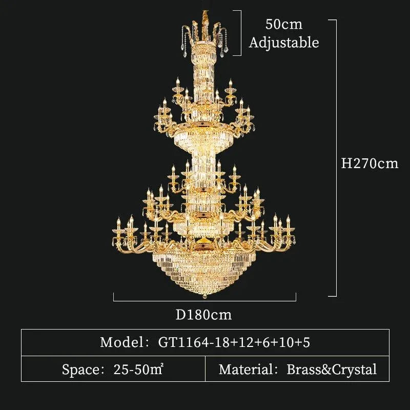 Grand European Ambiance: Light Luxury Crystal Copper Pendant for French Villas - BH Home Store
