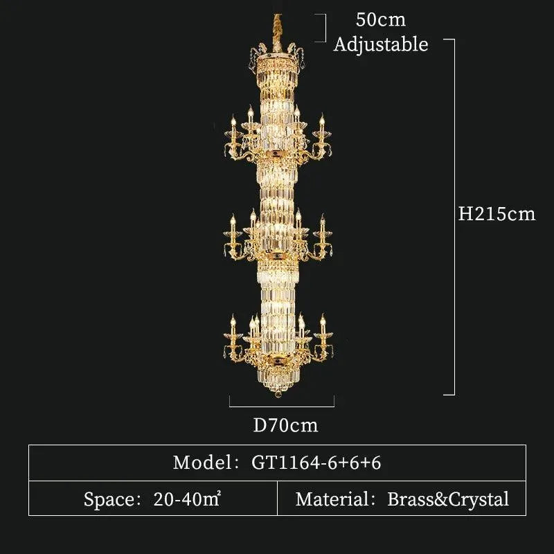 Grand European Ambiance: Light Luxury Crystal Copper Pendant for French Villas - BH Home Store