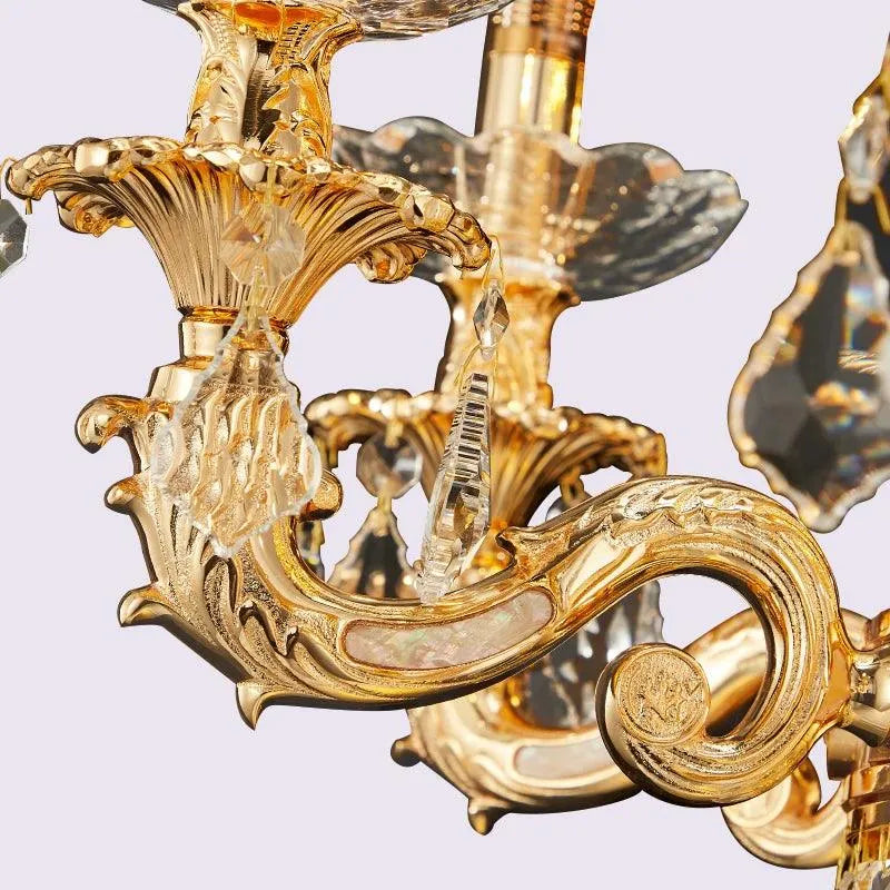 Grand European Ambiance: Light Luxury Crystal Copper Pendant for French Villas - BH Home Store