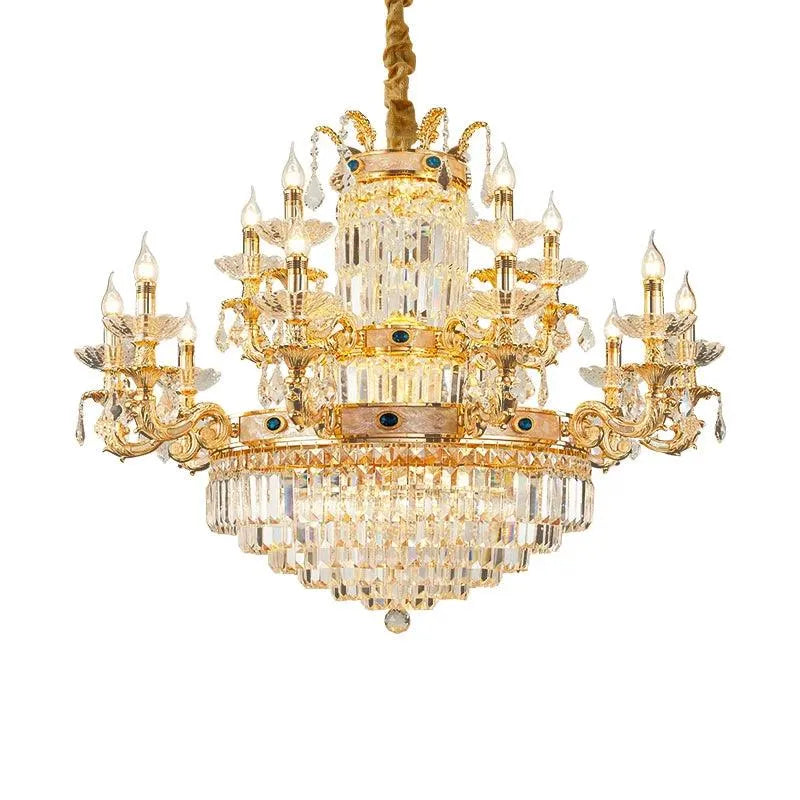 Grand European Ambiance: Light Luxury Crystal Copper Pendant for French Villas - BH Home Store