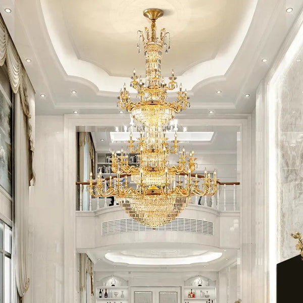 Grand European Ambiance: Light Luxury Crystal Copper Pendant for French Villas - BH Home Store