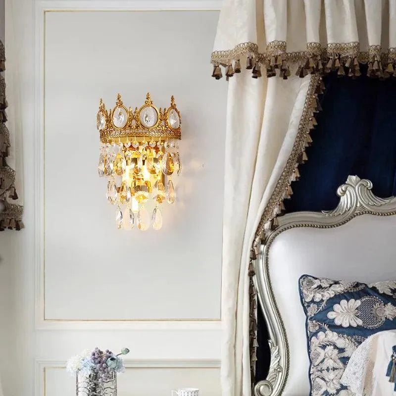 Grand European Brass Crystal LED Lamp, Full Copper Luxury French Bedroom Decoration. - BH Home Store