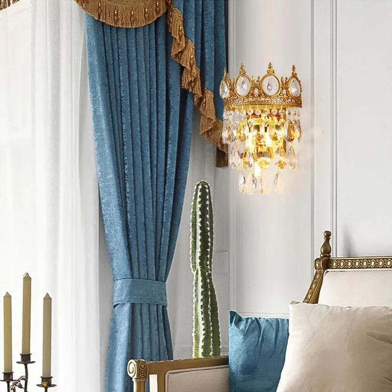 Grand European Brass Crystal LED Lamp, Full Copper Luxury French Bedroom Decoration. - BH Home Store
