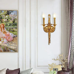 Grand European Inspired Brass Wall Lamps for Luxurious Living Room and Bedroom Lighting