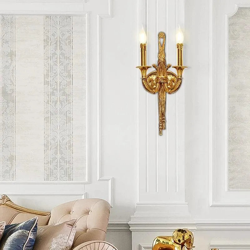 Grand European Inspired Brass Wall Lamps for Luxurious Living Room and Bedroom Lighting - BH Home Store